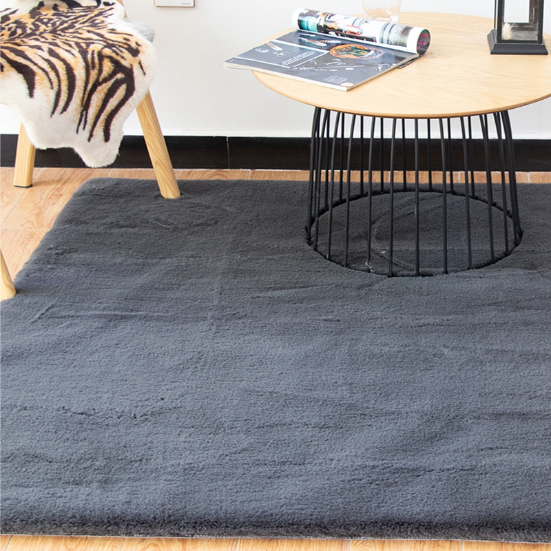 1 (42) Faux Rabbit Fur Area Rugs Grey - Image 1