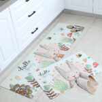 Cute Rabbit PU Kitchen Area Rugs