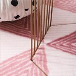 3D Cashmere Fluffy Geometric Triangle Rugs Pink - Image 2