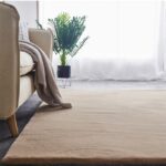 Faux Rabbit Fur Area Rugs Beige