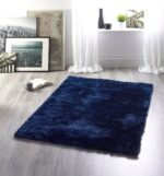 Glamour Shimmer Solid Area Rugs Blue