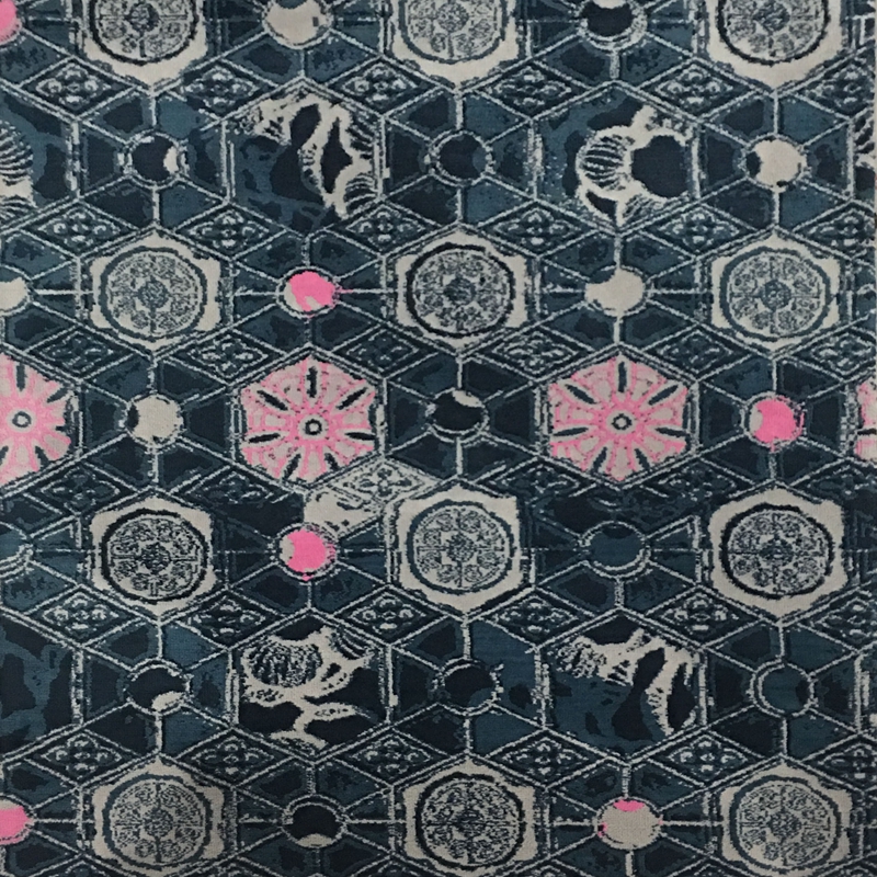 HT-1GREEN Beautiful Geometric Pattern Dark Blue Rugs - Image 1