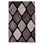 Diamond Tones 3d Carved Rug in Silver Grey and Black - Image 3