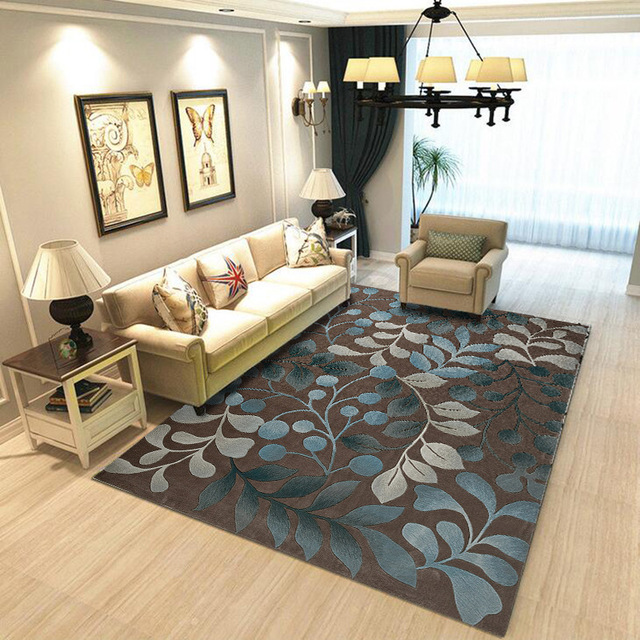 washable modern coffee floor rugs Washable Modern Coffee Leaves Floor Rugs - Image 1