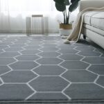 3D Fluffy Geometric Hexagon Rugs Grey
