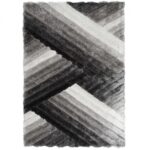 Lattice Charcoal Silver & Black Rug with 3D Carved Effect - Image 3