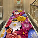 Printing Hallway Runner Rugs With Colored Flowers
