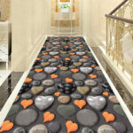 Printing Hallway Runner Rugs With Heart Shape Stone